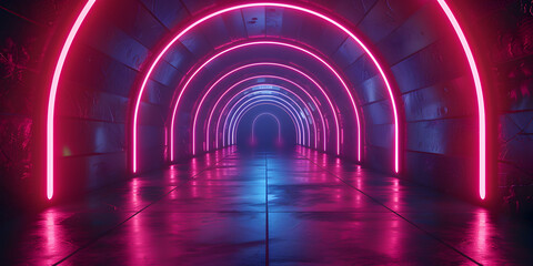 glowing neon lights illuminating the tunnel