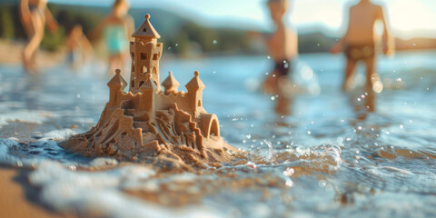 Summer concept - sand casttle on the sea side