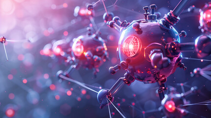 Nanobots at Work: Unleashing Molecular Precision in Nanotechnology - obrazy, fototapety, plakaty