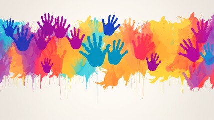 Colorful Hand Prints Abstract Vector Illustration for Modern Designs - Vibrant Rainbow Palette Perfect for Digital Concepts and Artistic Backgrounds