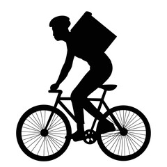 Naklejka premium courier on a bicycle silhouette on a white background vector