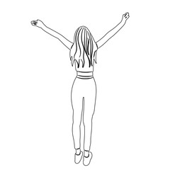 woman rejoices in victory sketch on white background vector