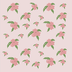 seamless pattern with pink flowers, ditsy flowers