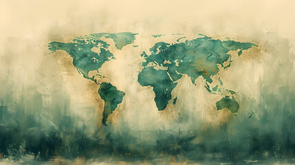 Simple Earth Map Illustration - Empty Space Background for Creative Projects