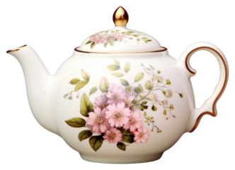 PNG Decorative spring floral tea pot porcelain teapot white