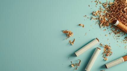 Cigarette and tobacco for damage healthy lifestyle poster copy space background