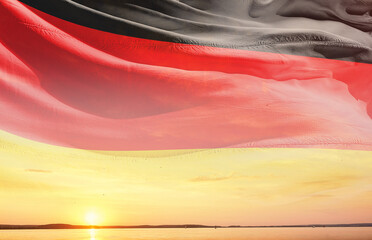 Germany national flag waving in the sky.