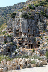 Rock tombs in the ancient city of Myra. Demre, Antalya