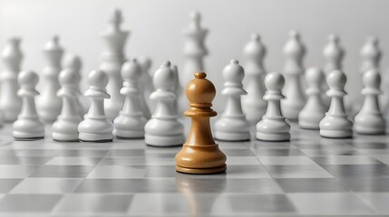 A different color chess pawn outstanding. Leadership concept. Competitive advantage