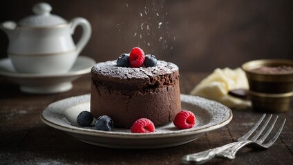 A slice of chocolate souffle