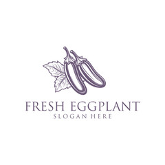 Eggplant, fruit and vegetable logo vector illustration