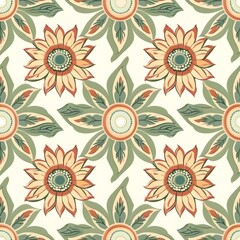 sunflower decorative seamless pattern vector,