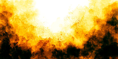 black yellow fire volcano gradient watercolor background with clouds texture