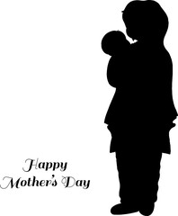 Silhouette happy mother's day vector illustration