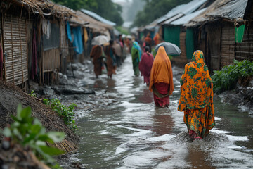 Climate Resilience: An evocative image showcasing communities adapting to climate change impacts, implementing sustainable practices, and building resilience to safeguard their liv