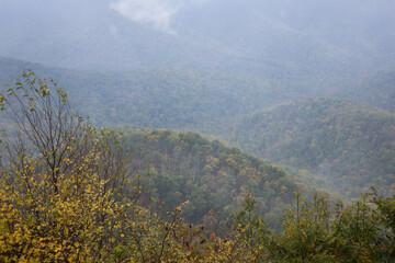 Smoky Mountains with low clouds