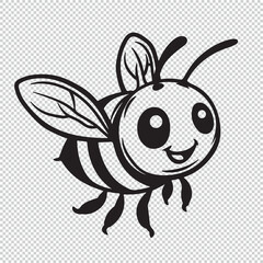 Simple bee logo icon on transparent background