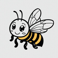 Simple bee logo icon on transparent background
