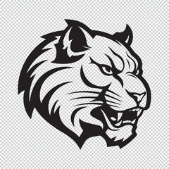 Black bobcat mascot logo icon on transparent background