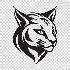 Black bobcat mascot logo icon on transparent background