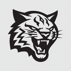 Black bobcat mascot logo icon on transparent background © stockLines