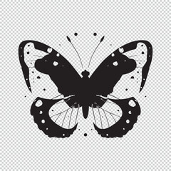 Minimalist cartoon butterfly for coloring book, vector illustration on transparent background