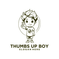 thumb up boy logo vector illustration