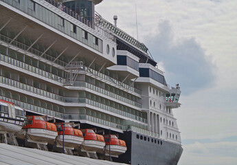 Modern cruiseship or cruise ship liner Constellation in Warnemunde, Rostock cruise port Germany for...