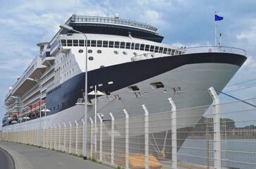 Modern cruiseship or cruise ship liner Constellation in Warnemunde, Rostock cruise port Germany for...