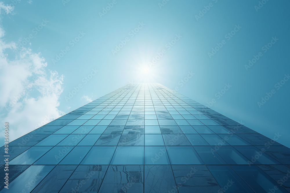 Poster A high-rise with a dynamic faÃ§ade featuring moving panels that adjust throughout the day based on a complex algorithm to optimize energy efficiency,