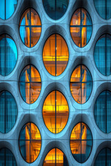 An office building whose core structure is modeled after a Voronoi diagram, with unique, cell-like windows optimizing natural light,