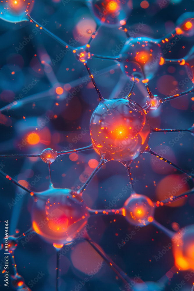 Aufkleber A visualization of a neural network processing data, with nodes and connections representing layers of mathematical functions,
