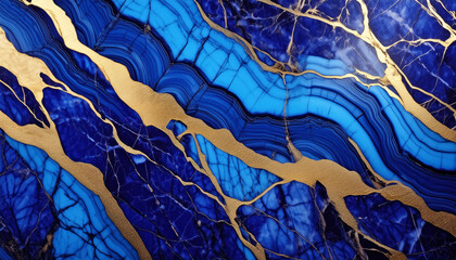 Beautiful marble pattern with swirling blue and gold hues. Natural material.