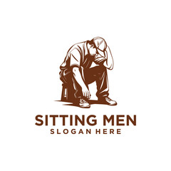 Tired worker logo vector illustration