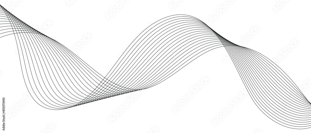 Aufkleber abstract geometric black blend wave line pattern.