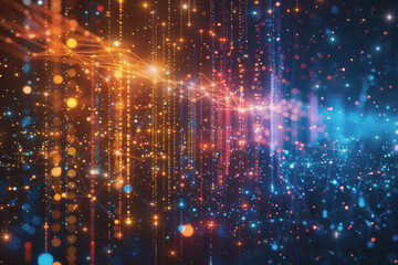 Obraz premium A beautiful Abstract digital technology background with network colorful connection lines.