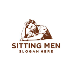 Tired worker logo vector illustration