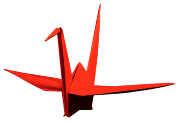Cut out red origami crane