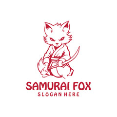 Samurai fox logo vector illustration