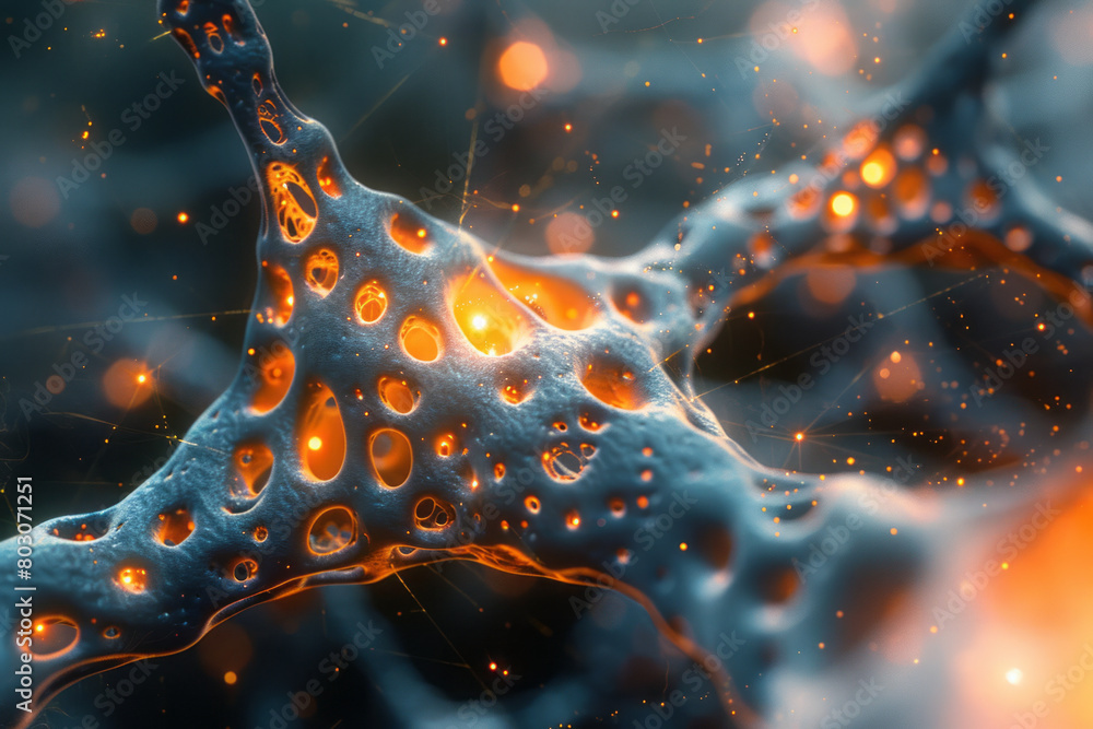 Aufkleber a digital representation of a neuron network using fractal branching patterns to show connections,