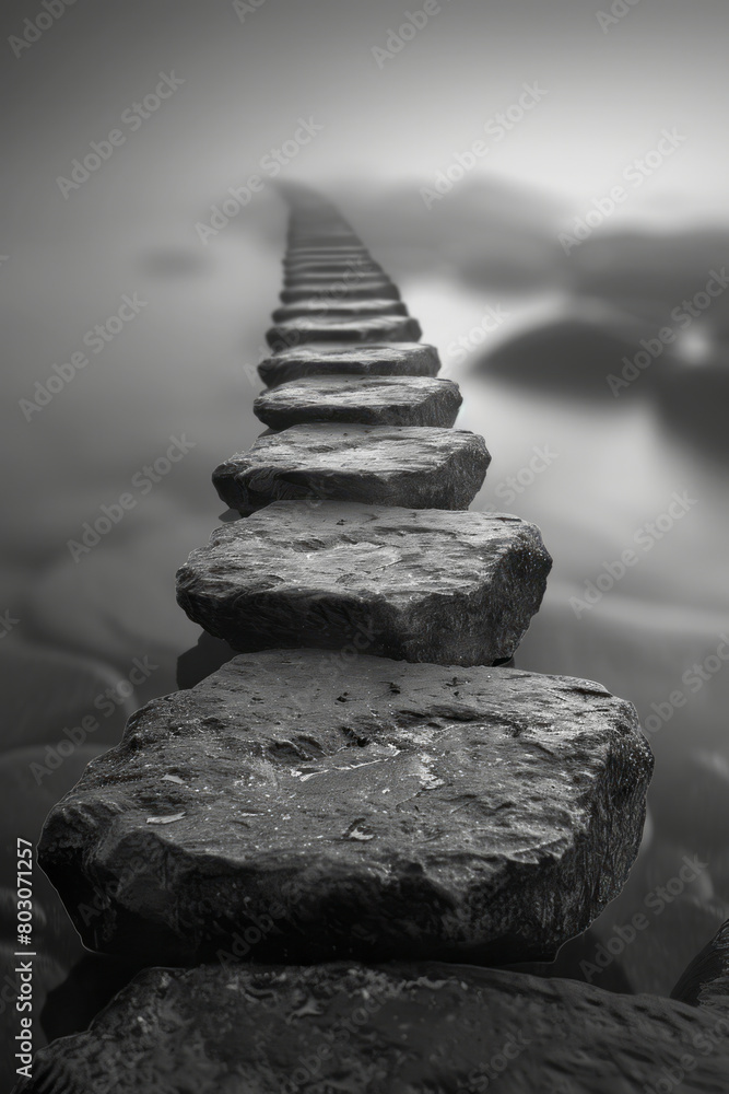 Poster a depiction of the cantor set, represented as a line of disappearing segments, illustrating the conc