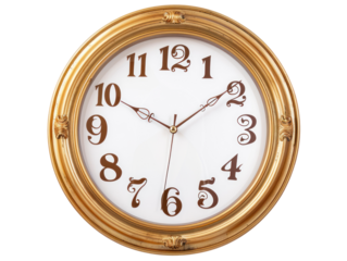 Modern wall clock, png file of isolated cutout object with shadow on transparent background.