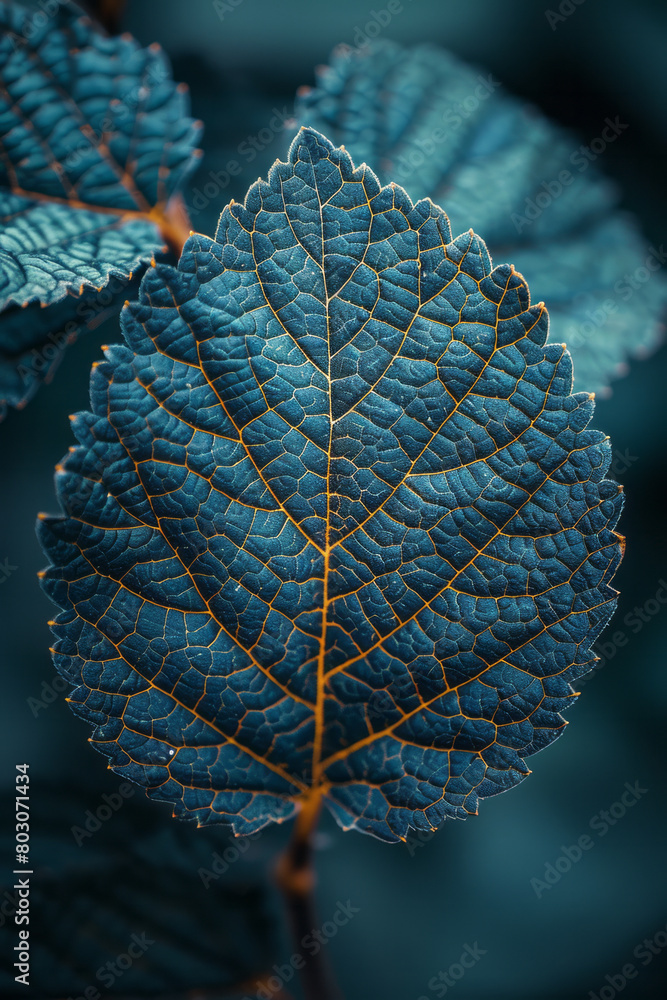 Aufkleber a close-up of a leaf where the vein patterns are highlighted to show their natural fractal character