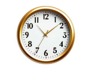 Modern wall clock, png file of isolated cutout object with shadow on transparent background.
