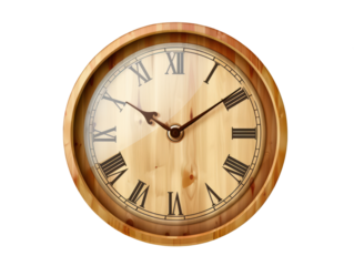 Modern wall clock, png file of isolated cutout object with shadow on transparent background.