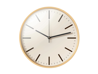 Modern wall clock, png file of isolated cutout object with shadow on transparent background.