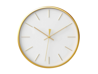 Modern wall clock, png file of isolated cutout object with shadow on transparent background.
