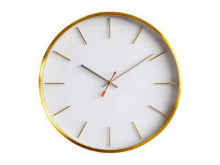 Modern wall clock, png file of isolated cutout object with shadow on transparent background.