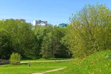 Picturesque spring in Mitino landscape park. Moscow, Russia