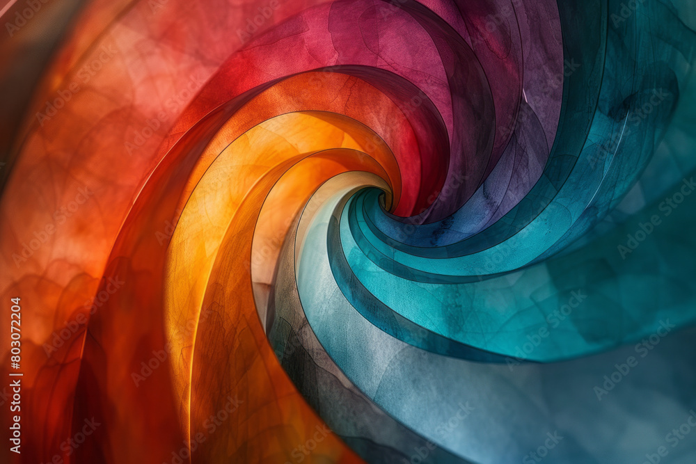 Poster a series of concentric circles in a watercolor style, blending into one another,